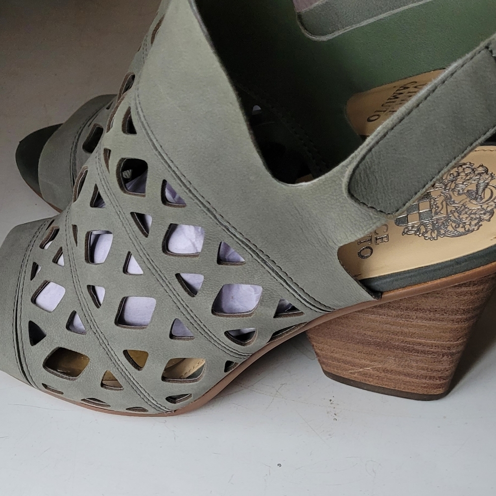 Vince Camuto Cutout Nubuck Heeled Sandals-Deverly - Picture 4 of 7